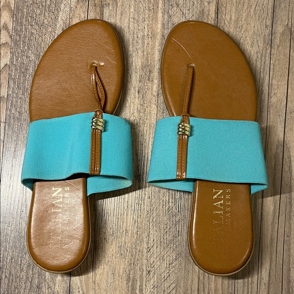 Italian Shoemakers Turquoise and Brown Sandals size 7M